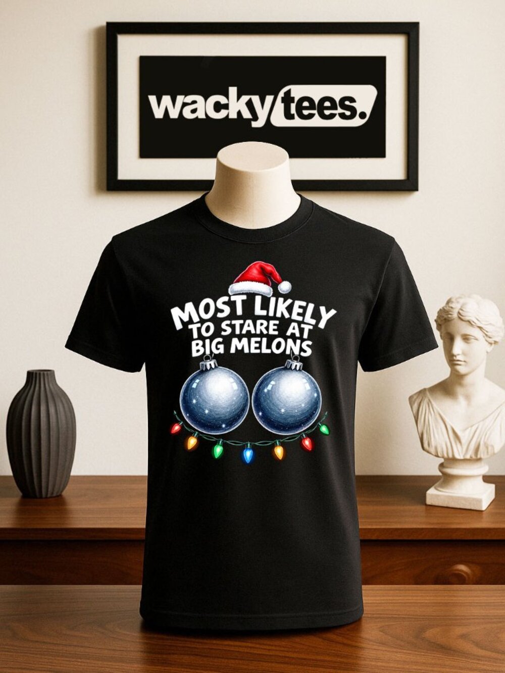 Most Likely To Stare At Big Melons Xmas Christmas Funny Graphic Tee Shirt